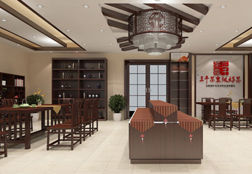 菏泽茶叶店装修_茶叶店装修效果图_菏泽茶楼茶馆装修图